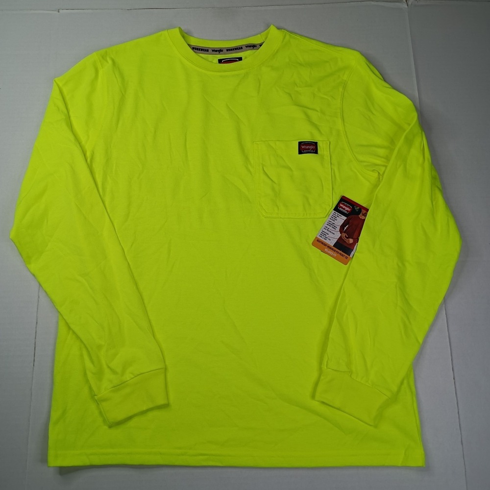 Wrangler‎ Workwear Men's LS Heavyweight Pocket Tee Size M (38-40) Yellow Relaxed